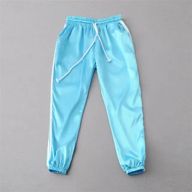 10 Color Women's Elastic High Waist Baggy Striped Sportswear Pants