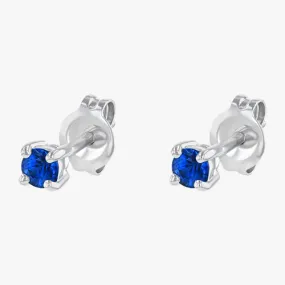 14K White Gold Blue Sapphire Studs