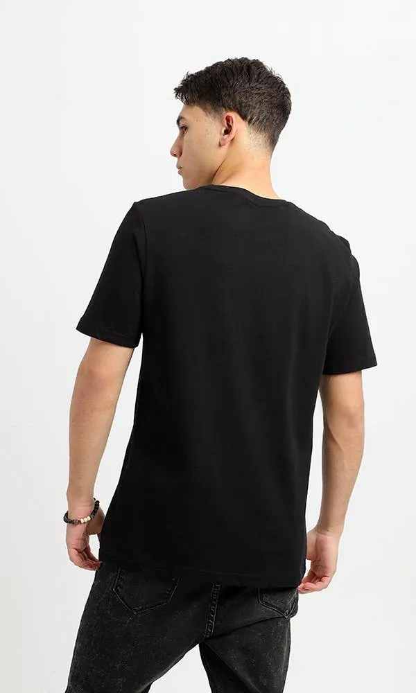 95065 "Tokyo" Printed Round Neck Black Cotton Tee