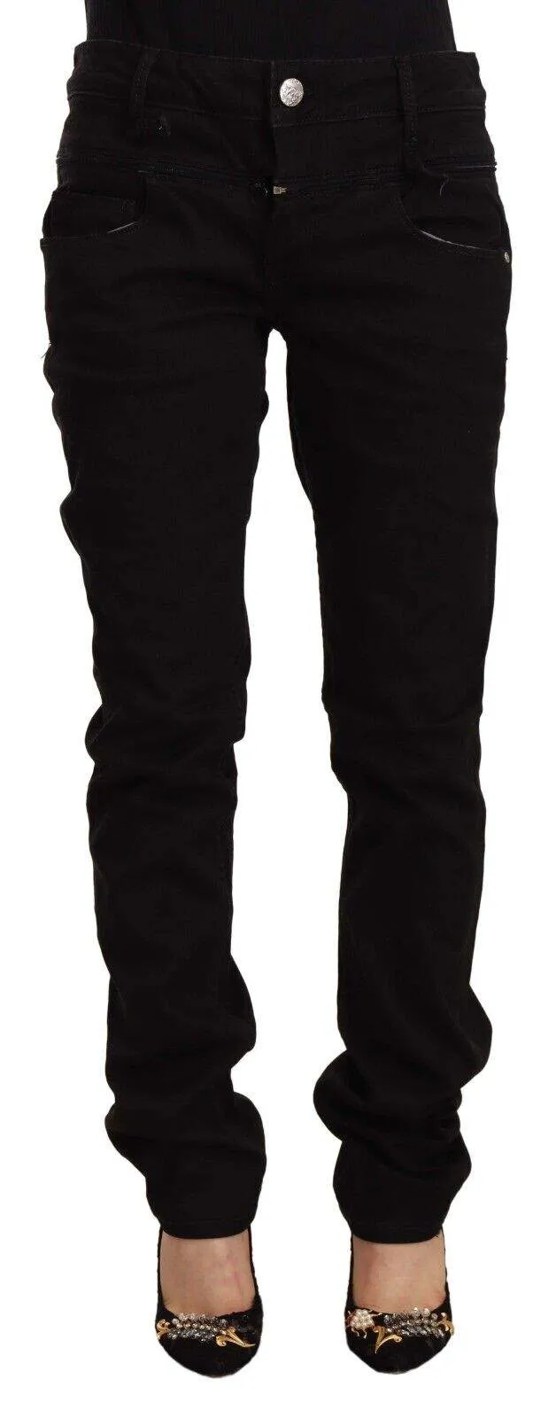 Acht Black Low Waist Cotton Stretch Denim Skinny Jeans