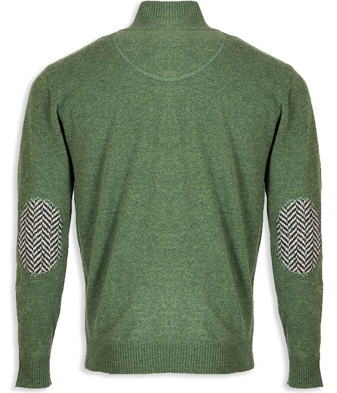 Aran Merino Wool Zip Neck Sweater