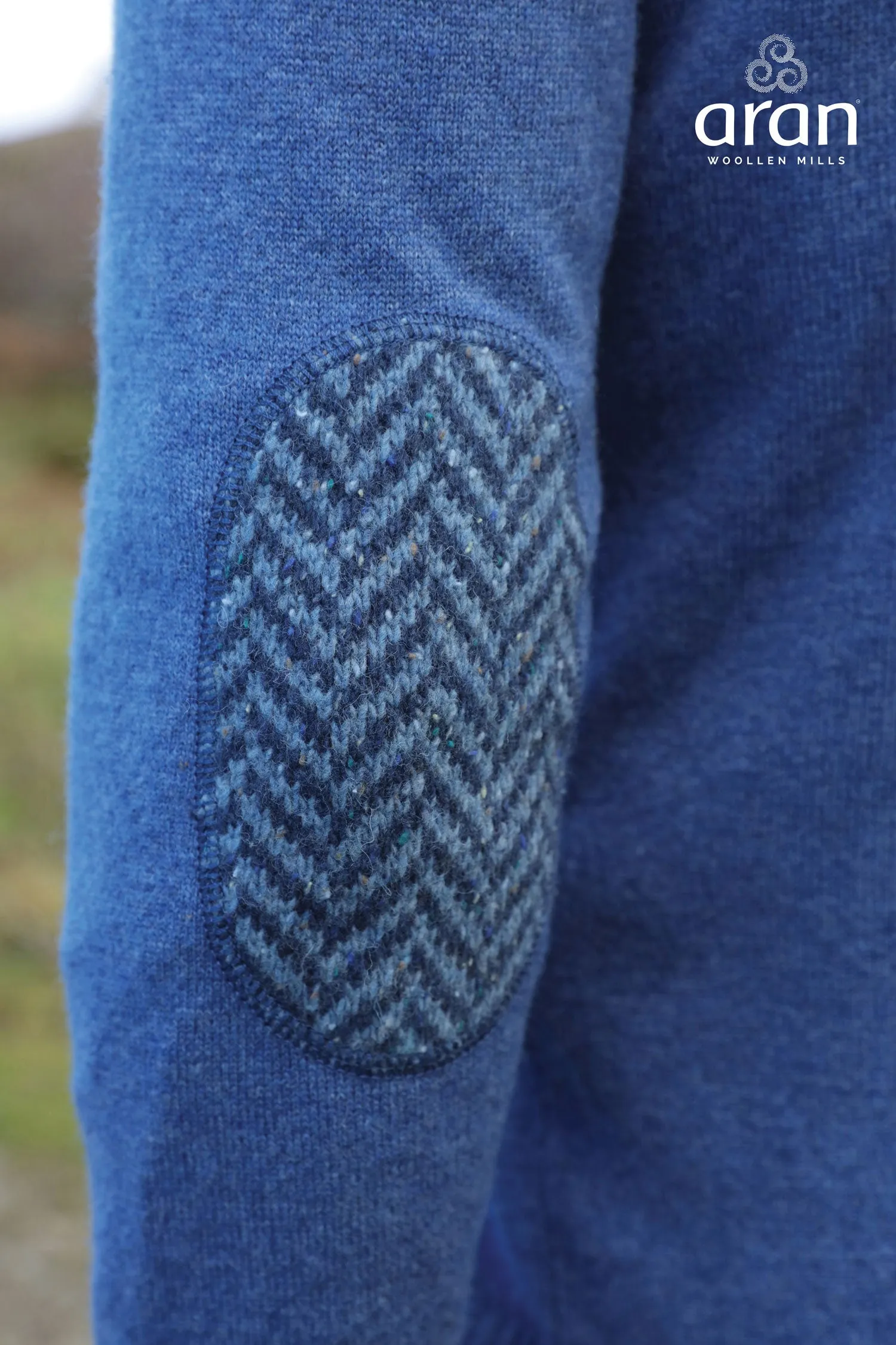 Aran Merino Wool Zip Neck Sweater