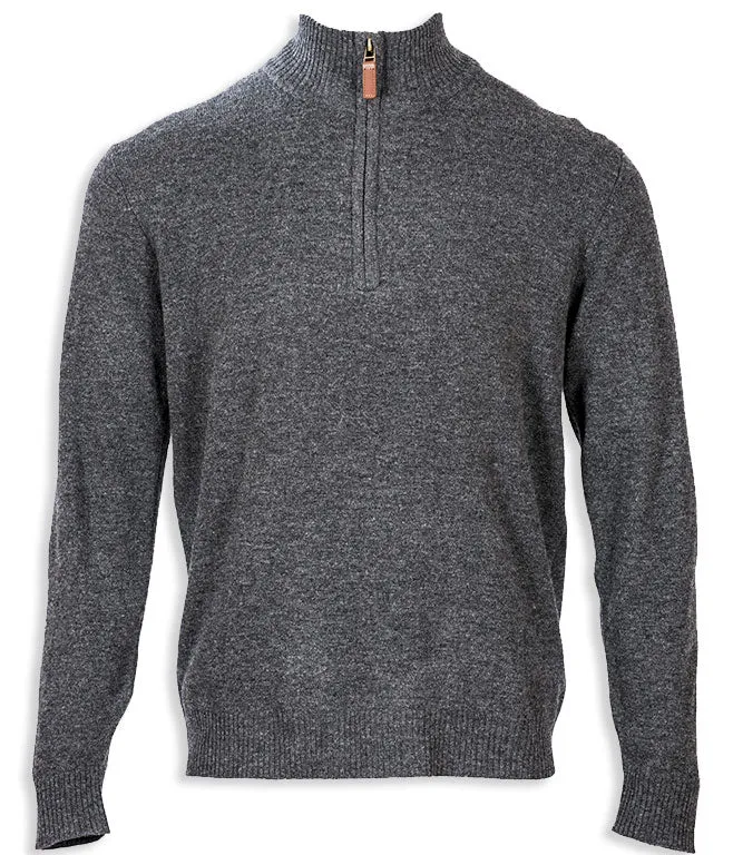 Aran Merino Wool Zip Neck Sweater
