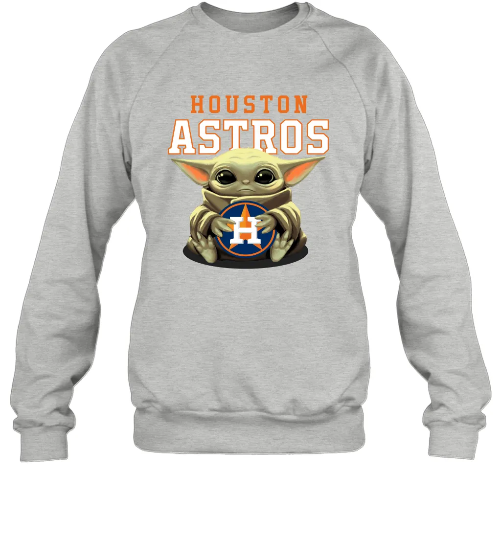 Baby Yoda Hugs Loves The Houston Astros Baseball Adult Sweatshirt