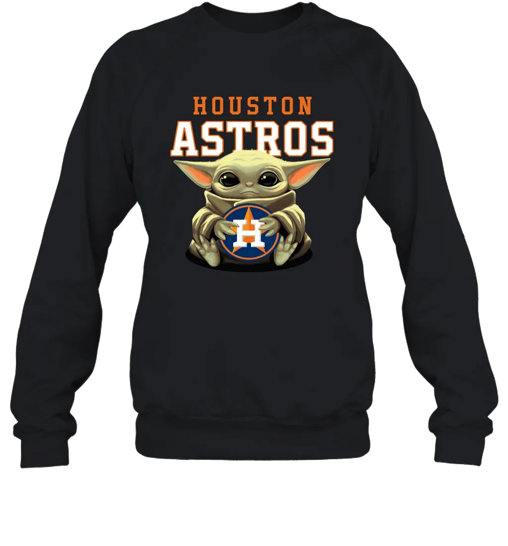 Baby Yoda Hugs Loves The Houston Astros Baseball Adult Sweatshirt