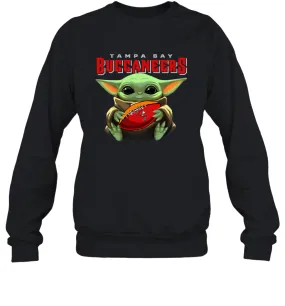 Baby Yoda Loves The Tampa Bay Buccaneers Star Wars Baby Yoda Hugs Buccaneers NFL Adult Sweatshirt