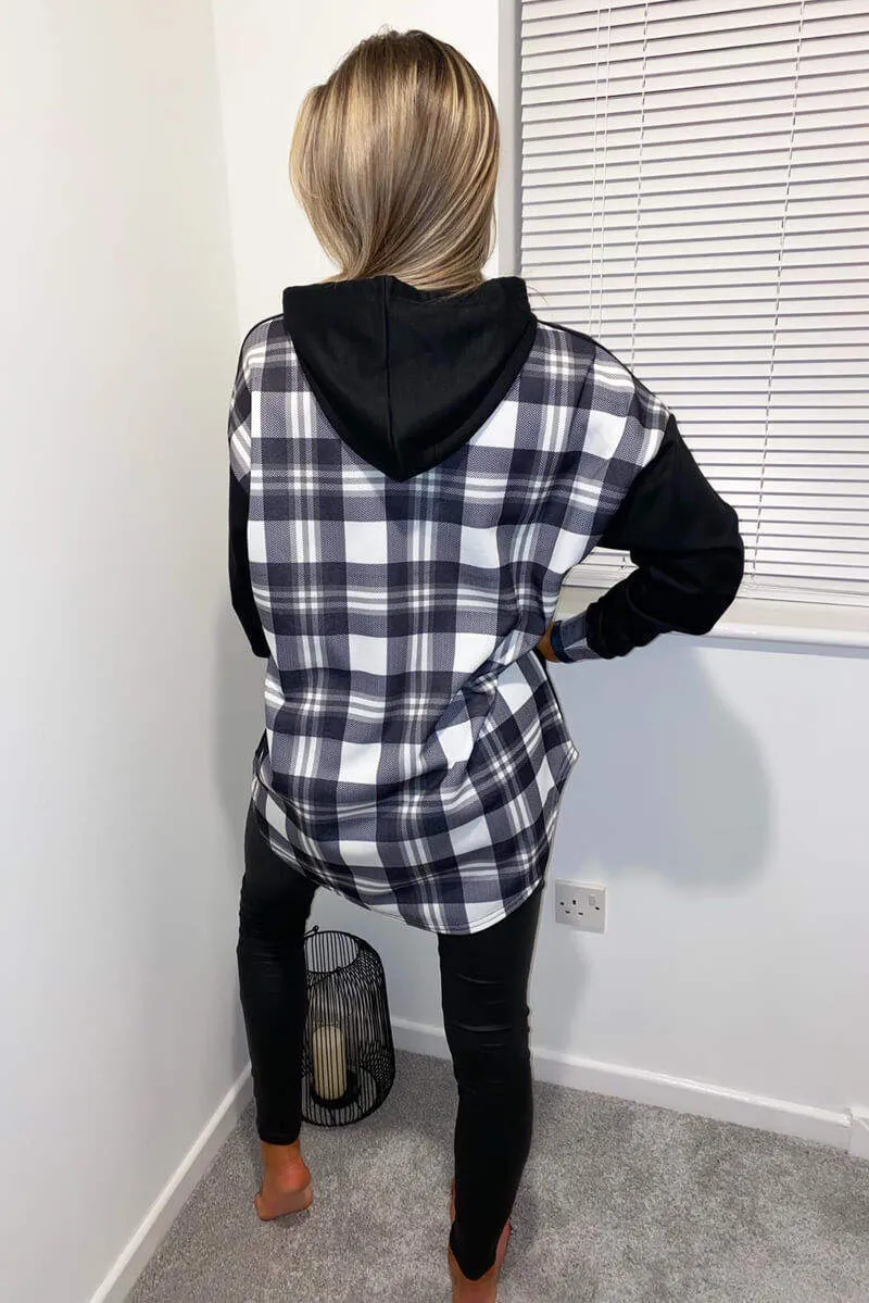 Black Check Back Hoodie