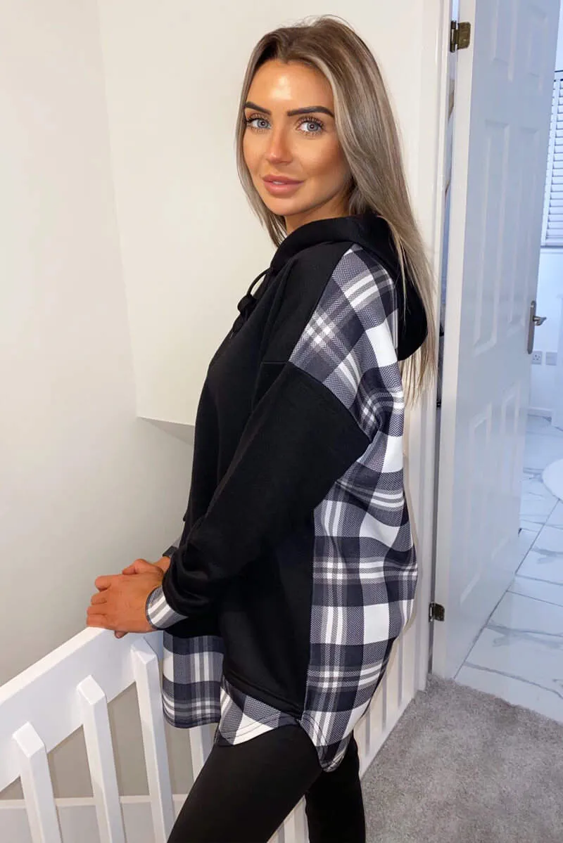 Black Check Back Hoodie