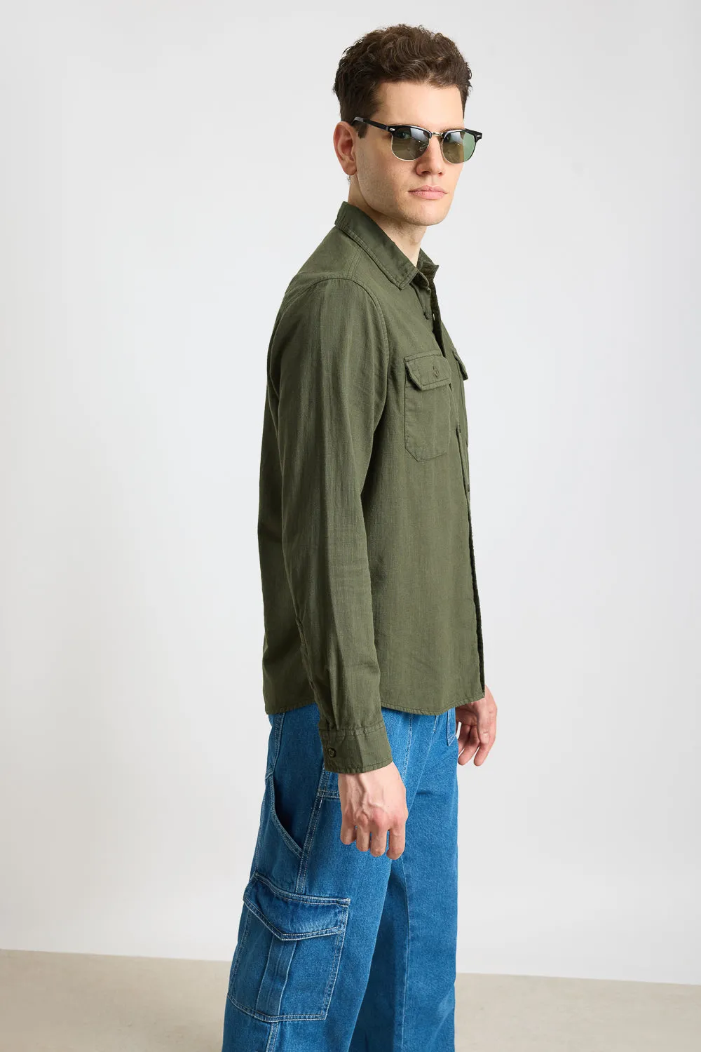 Blaze Olive Solid Men's Shirt