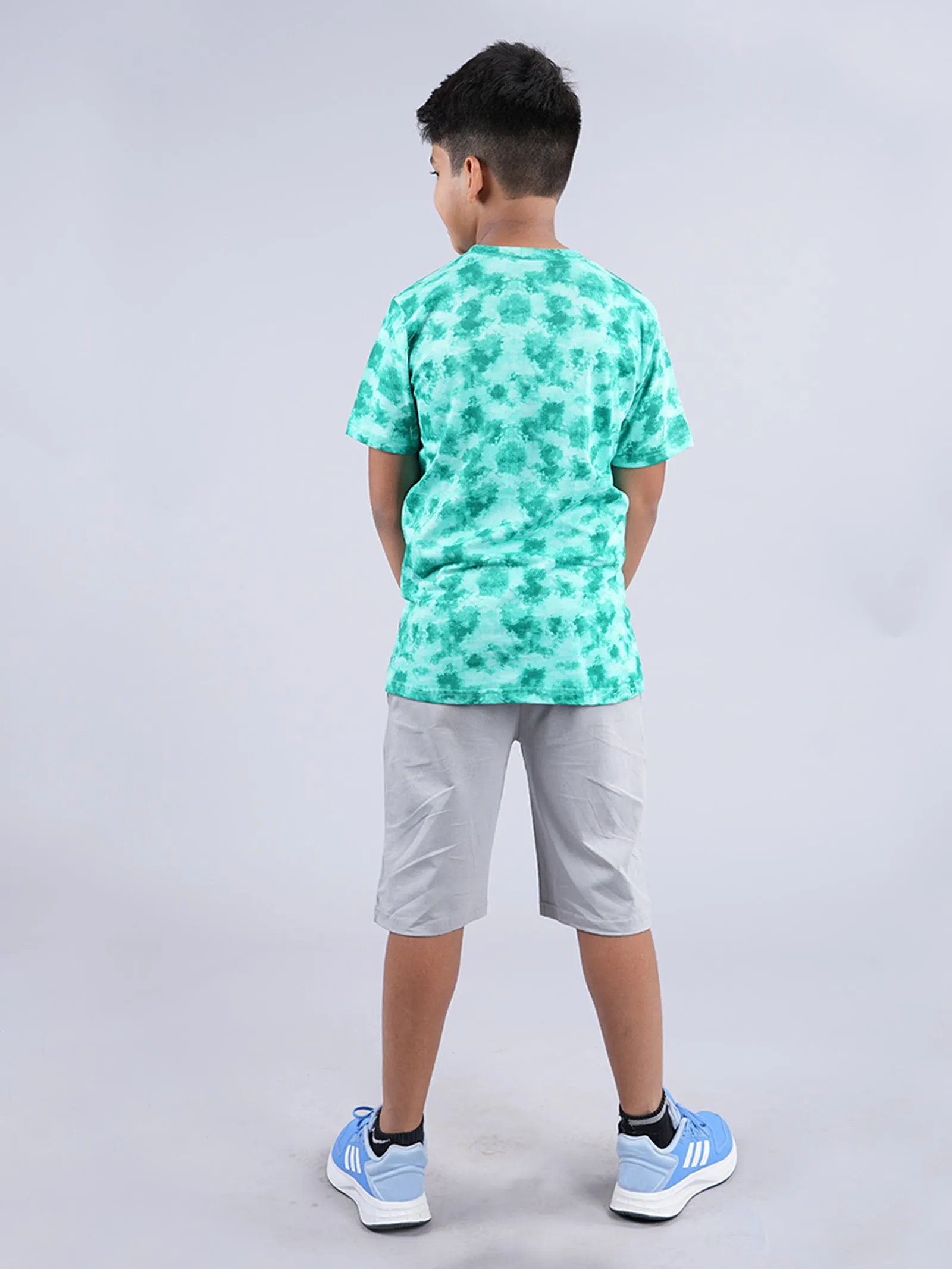 Boys Tie & Dye Printed Tee & Basic Short Set