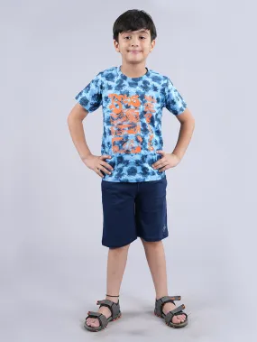 Boys Tie & Dye Printed Tee & Basic Short Set