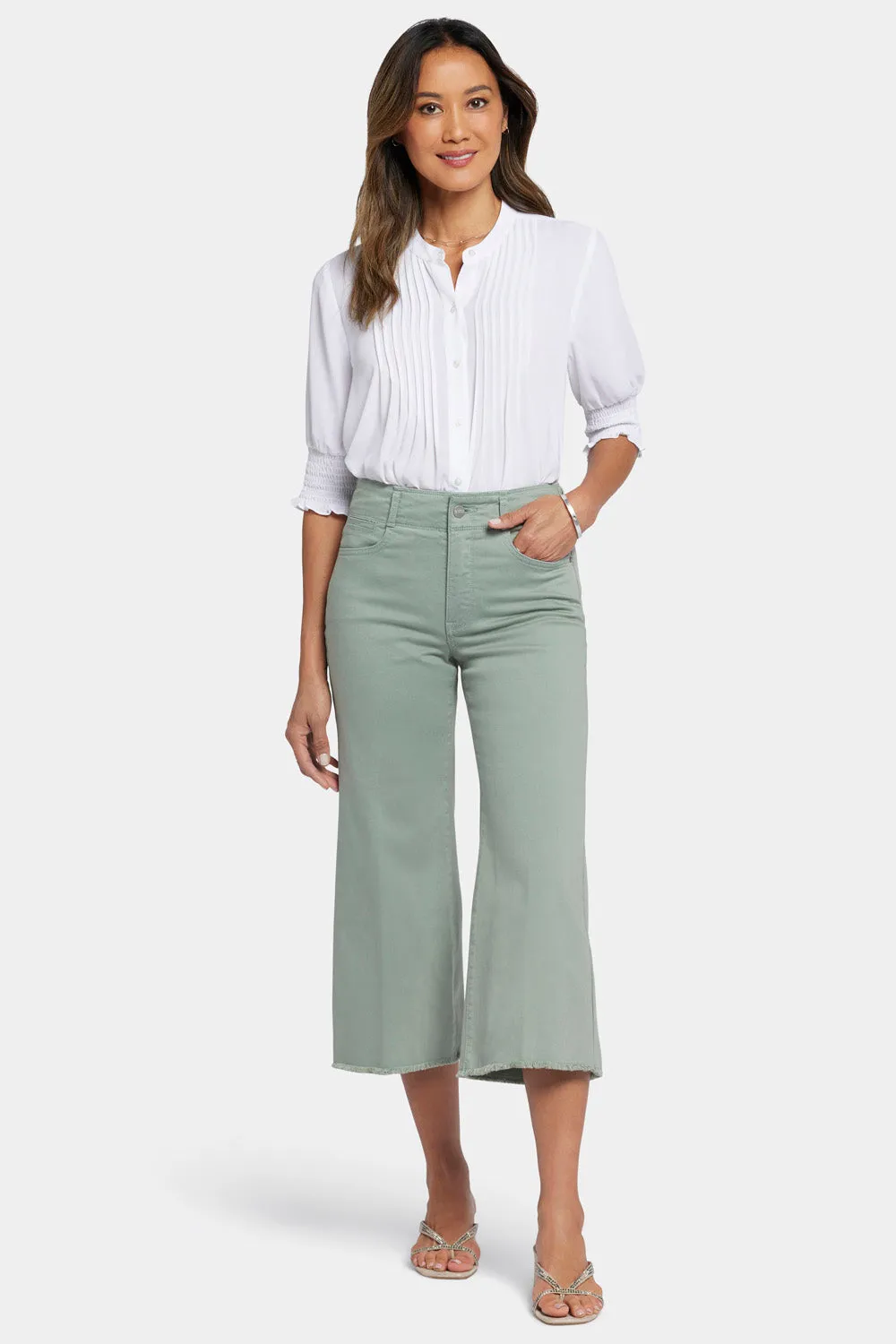 Brigitte Wide Leg Capri Jeans - Lily Pad