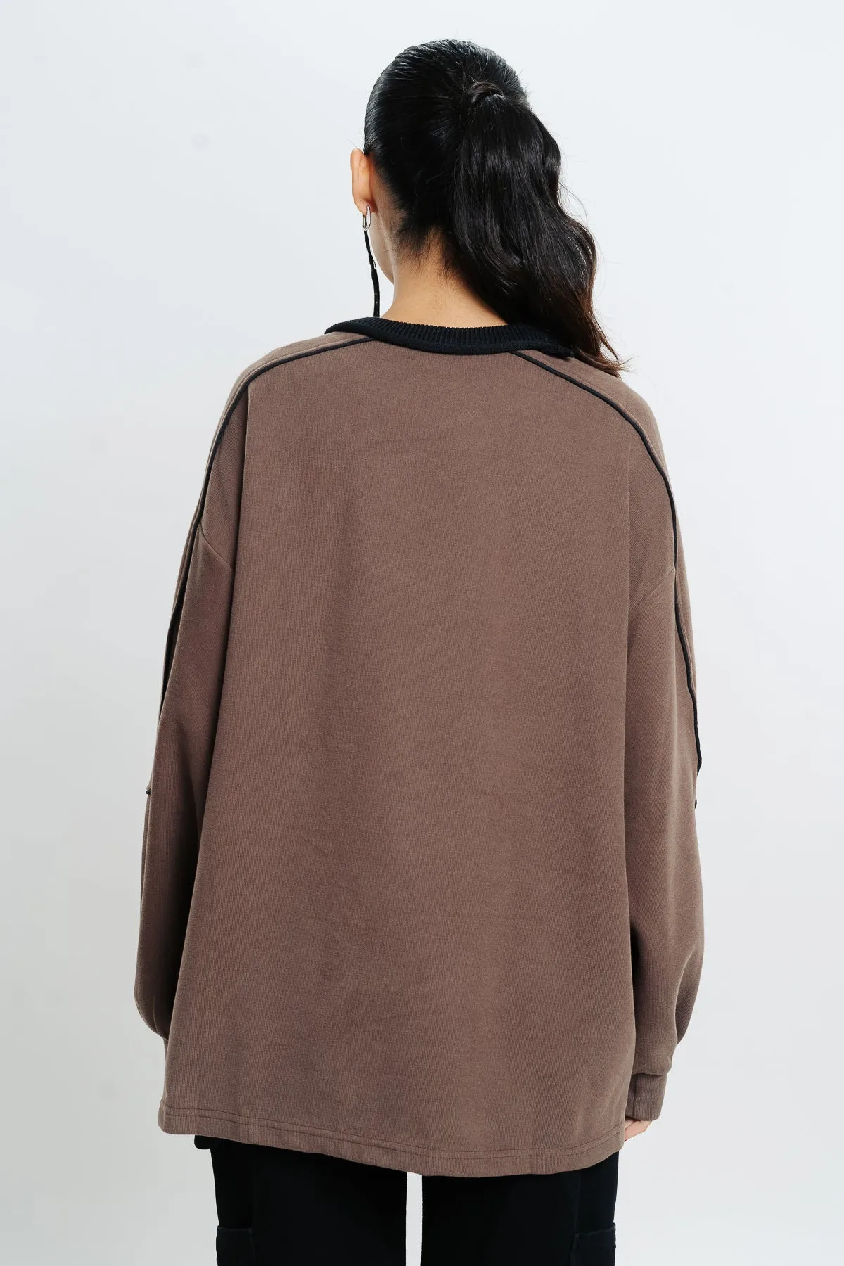 Brown Graphic Oversized Sweatshirt