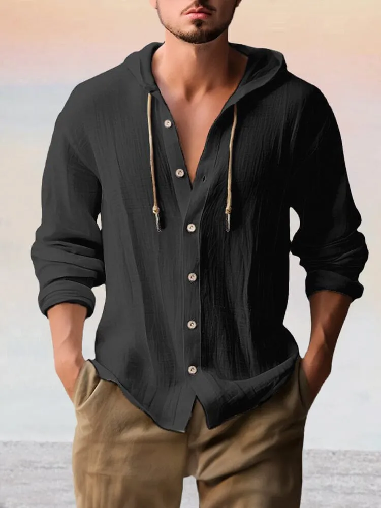 Casual Cotton Linen Hooded Top