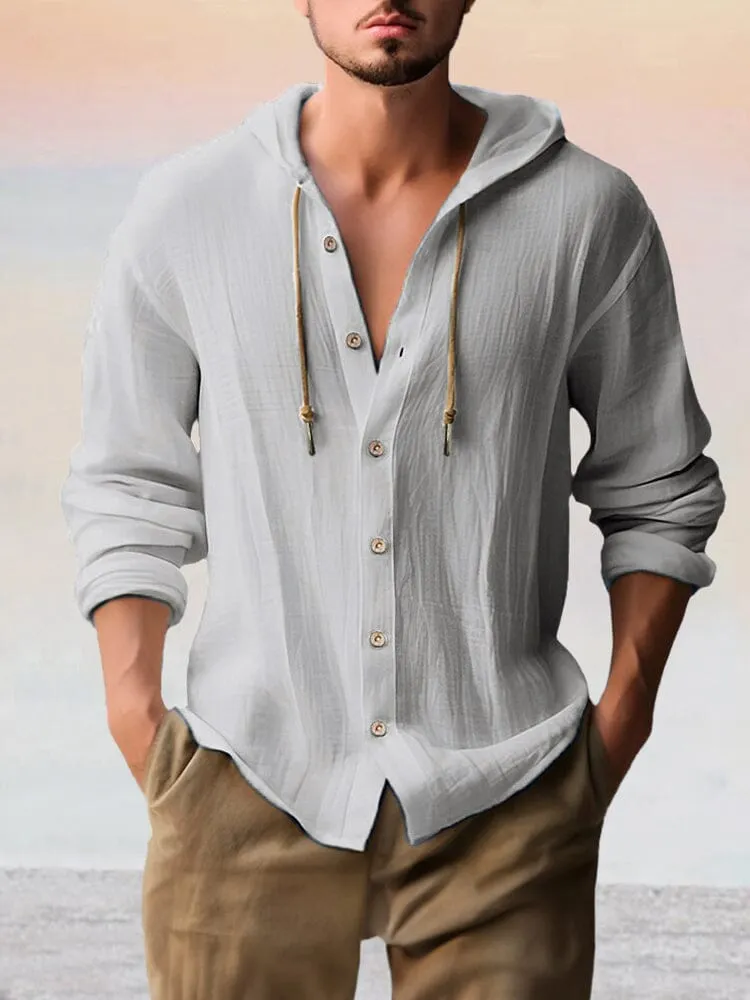 Casual Cotton Linen Hooded Top