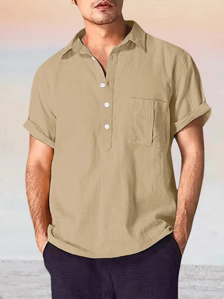 Mens Casual Lightweight Cotton Linen Blend Shirt - Breathable, Relaxed Fit, Perfect for Summer