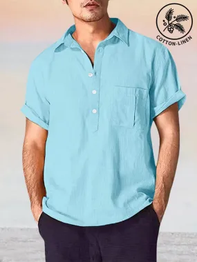 Mens Casual Lightweight Cotton Linen Blend Shirt - Breathable, Relaxed Fit, Perfect for Summer