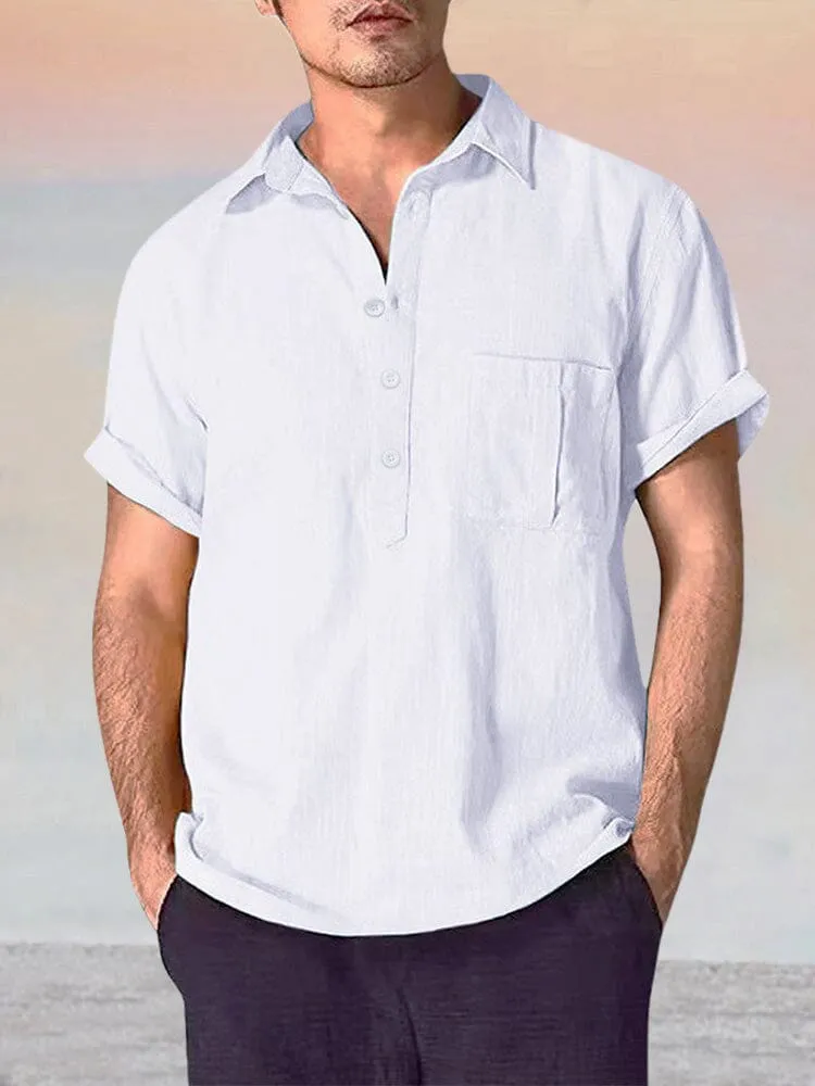 Mens Casual Lightweight Cotton Linen Blend Shirt - Breathable, Relaxed Fit, Perfect for Summer