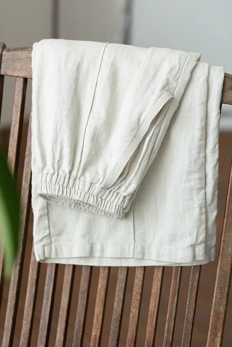 Cotton Linen Long Pants in Natural