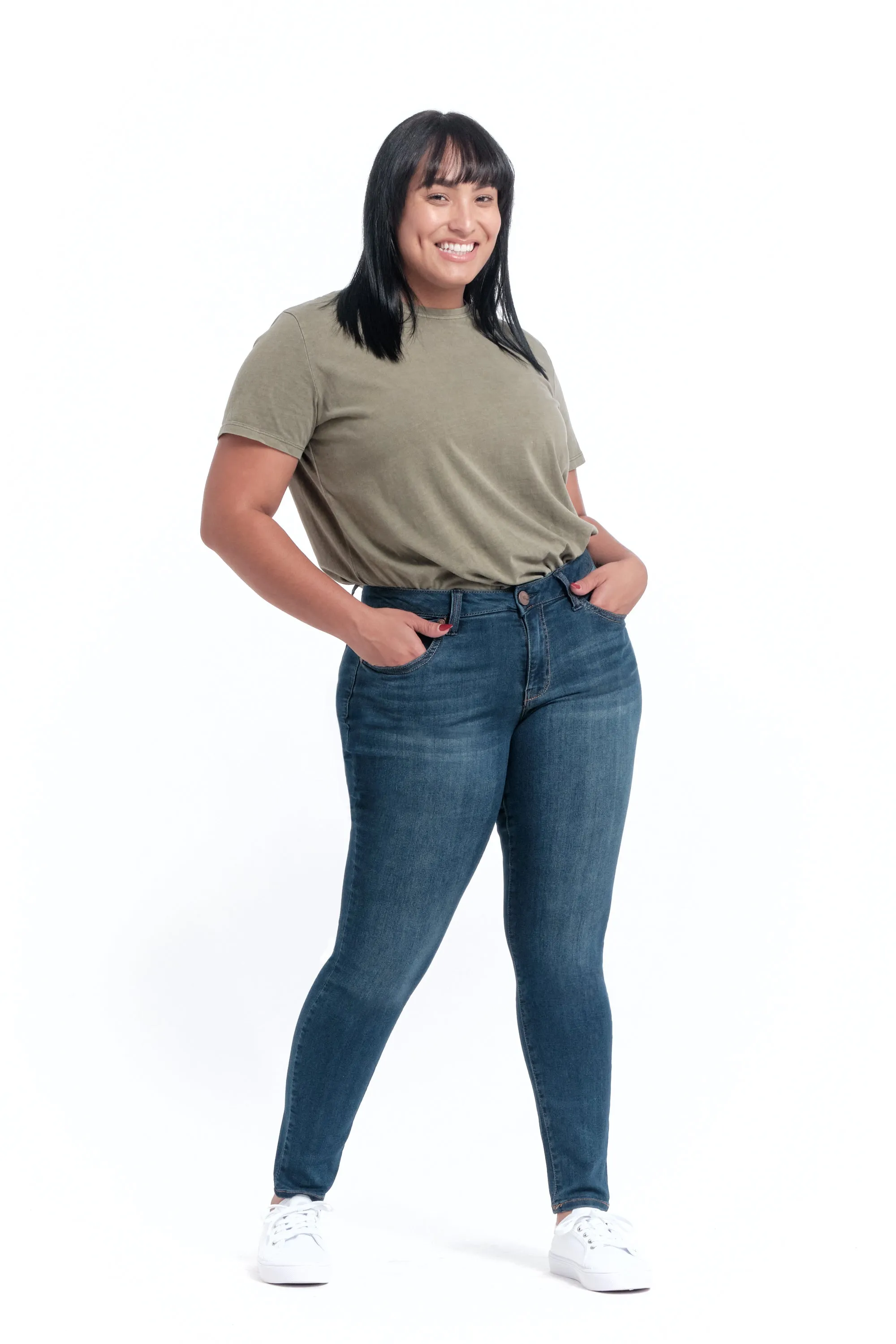 Curvy Silk Denim Ankle Skinny In Helena