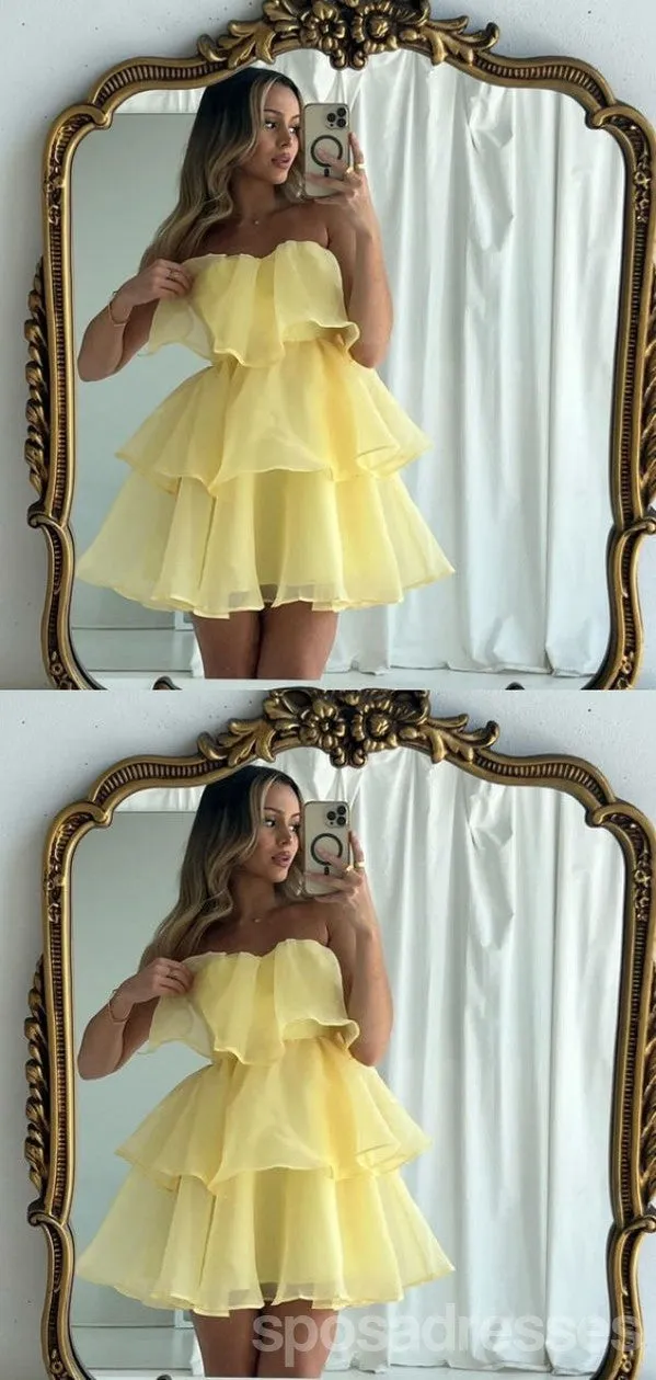 Cute A-line Yellow Mini Short Prom Homecoming Dresses,Party Dress,CM997