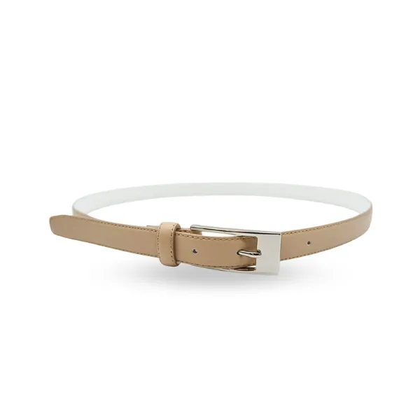 DEANEEN - Women's Latte Beige Genuine Leather Thin Belt