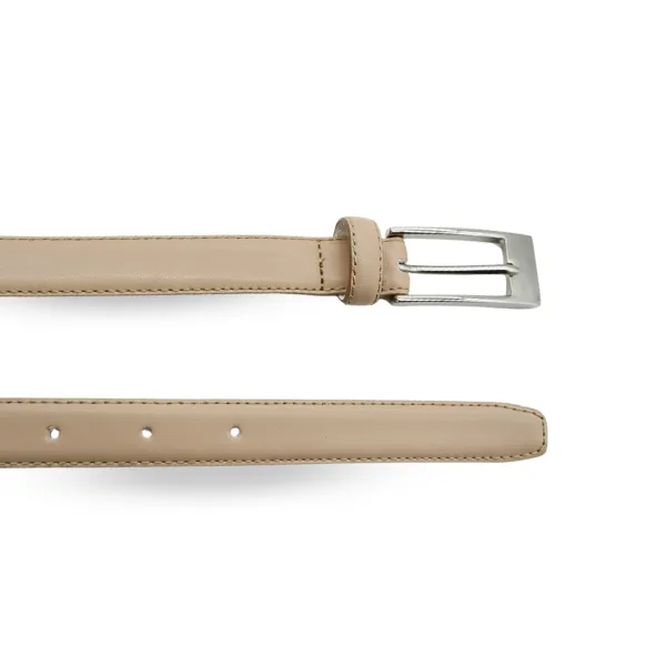 DEANEEN - Women's Latte Beige Genuine Leather Thin Belt