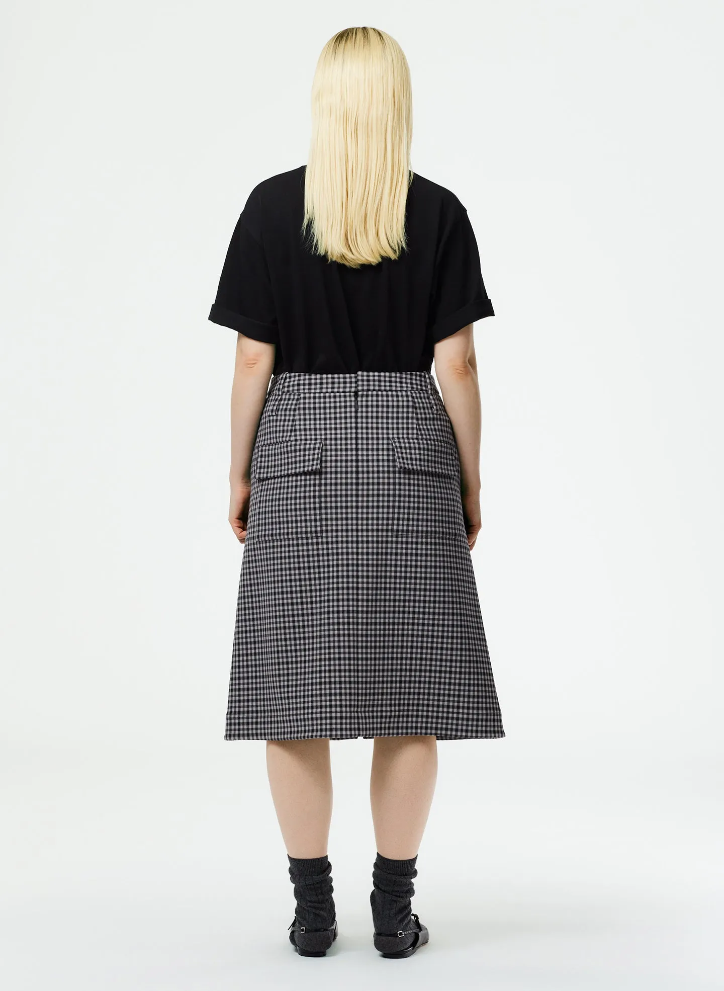 Double Faced Menswear Check Aline Skirt