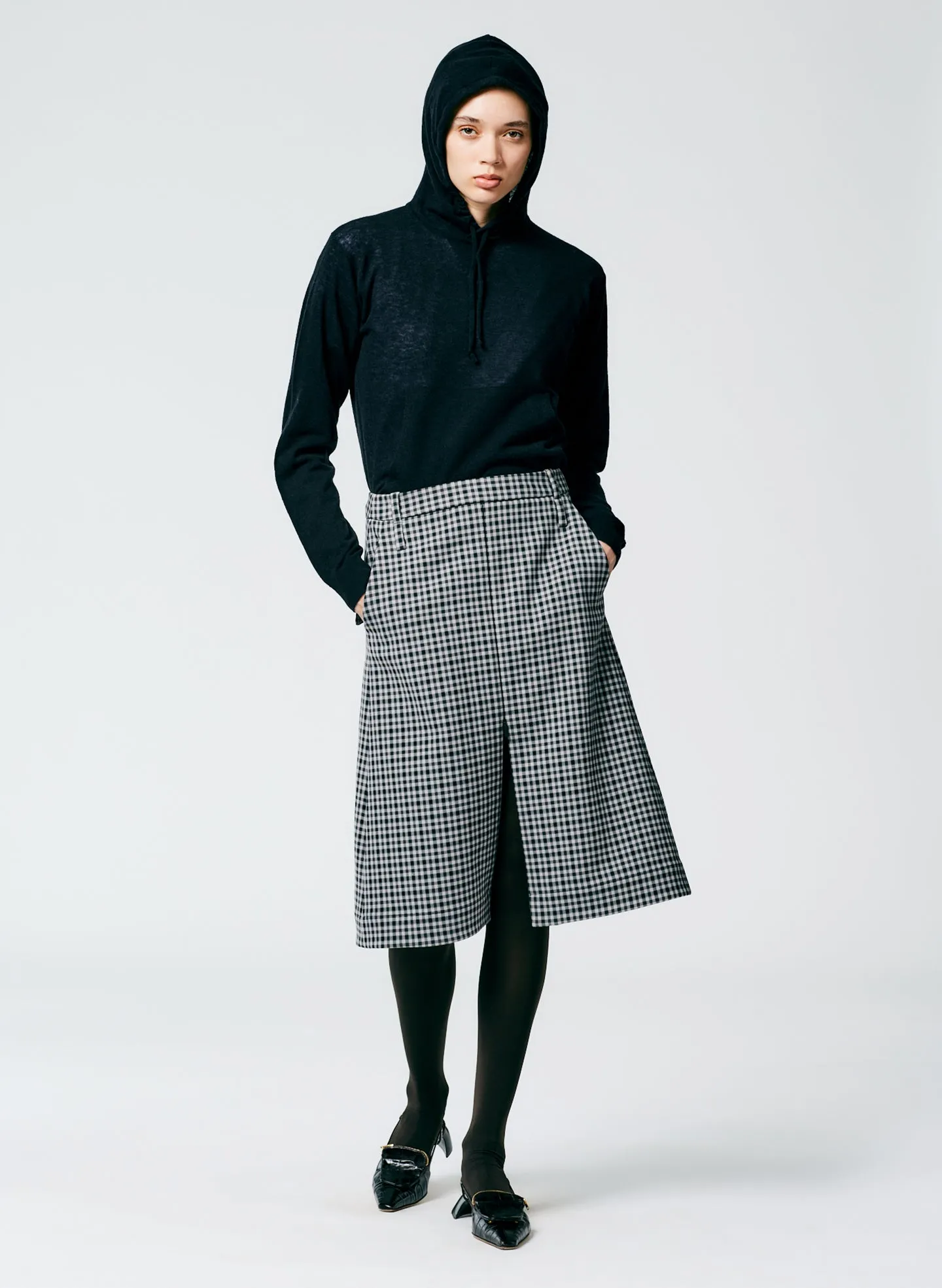 Double Faced Menswear Check Aline Skirt