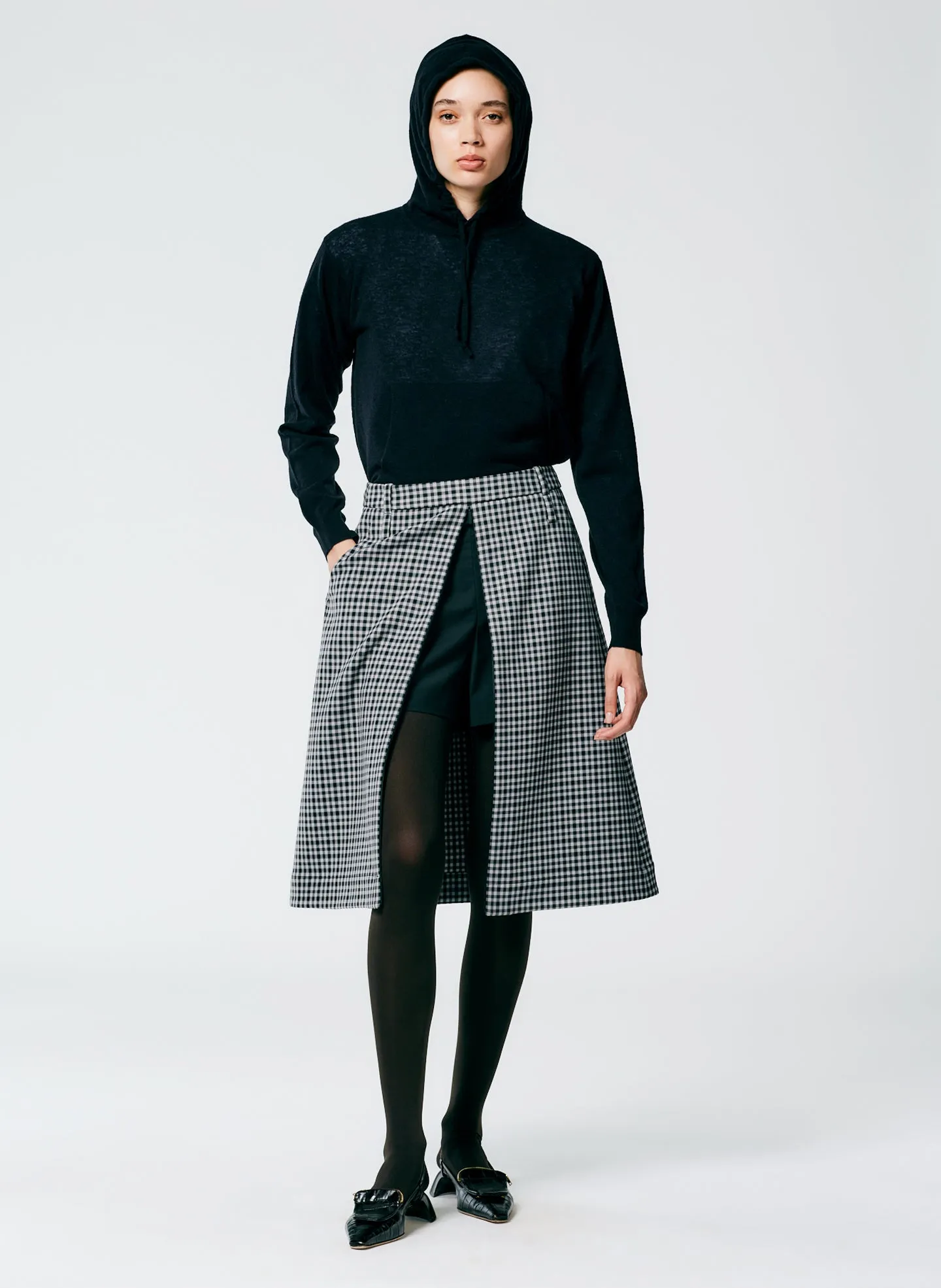 Double Faced Menswear Check Aline Skirt