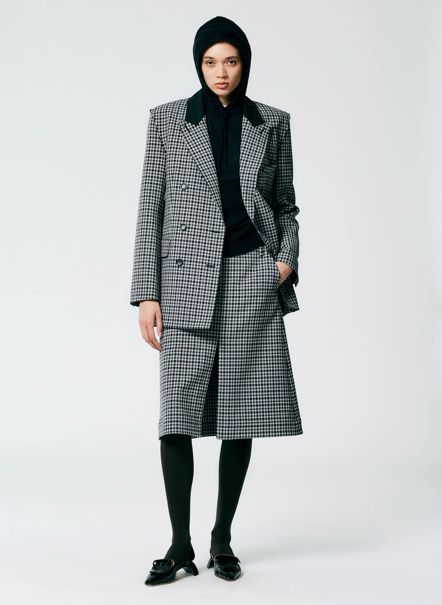 Double Faced Menswear Check Aline Skirt