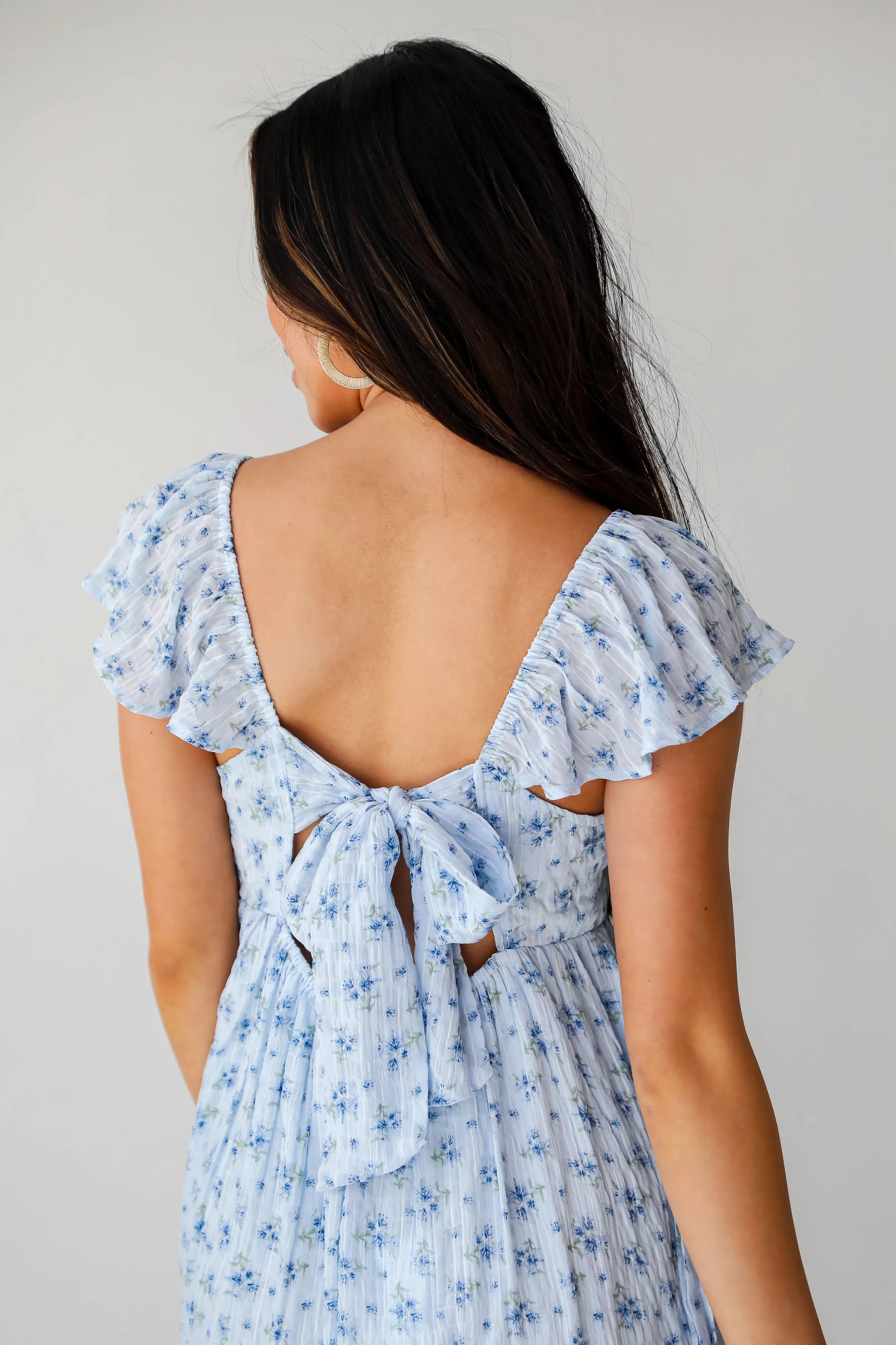 Easily Beloved Light Blue Floral Mini Dress