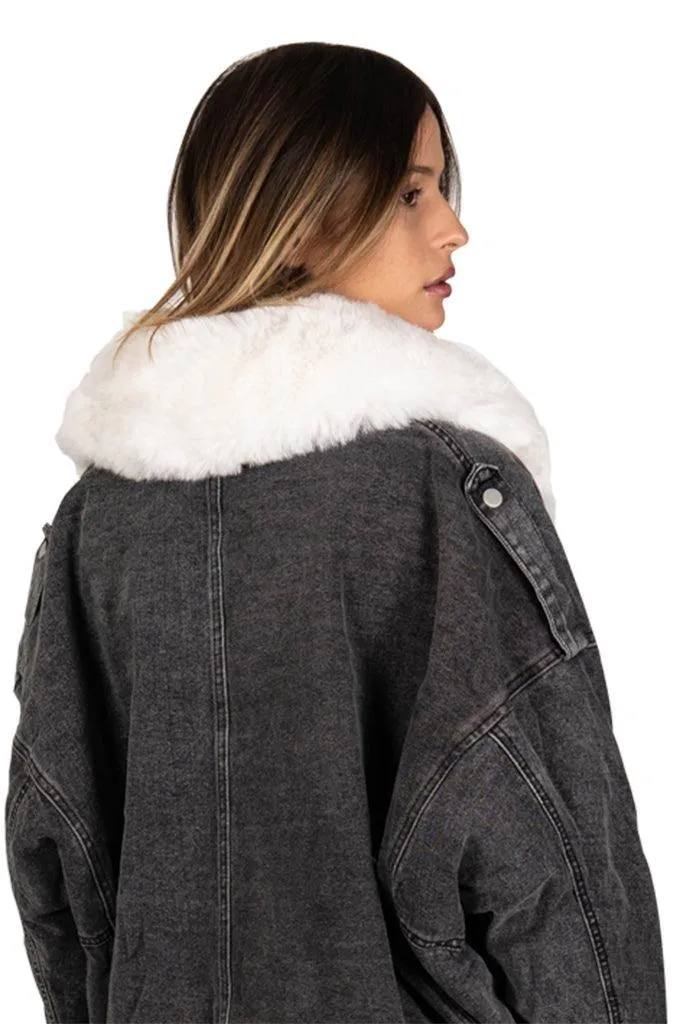 Faux Fur Jeans Jacket