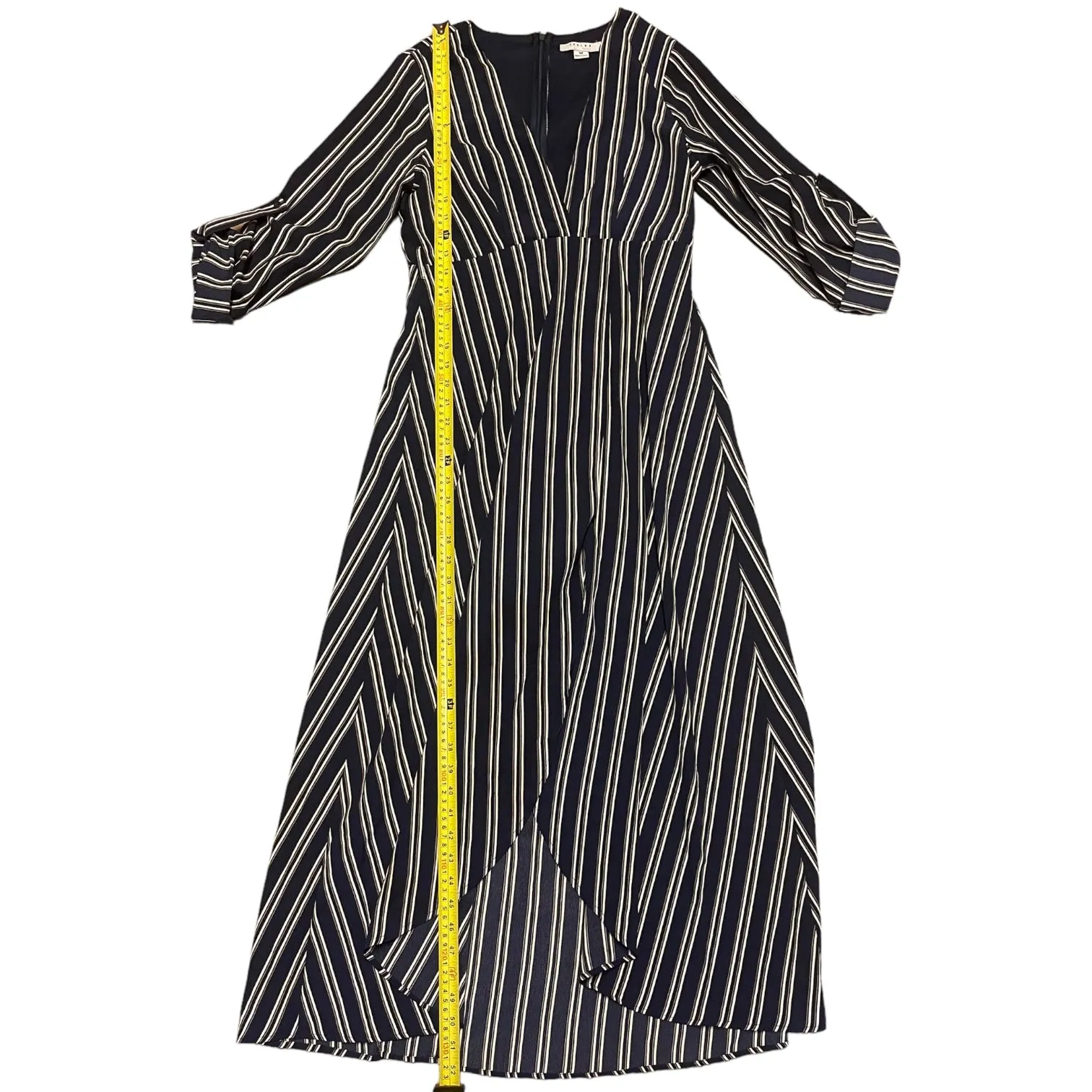 Favluv Navy Blue Striped Faux Wrap Maxi Dress Size Medium