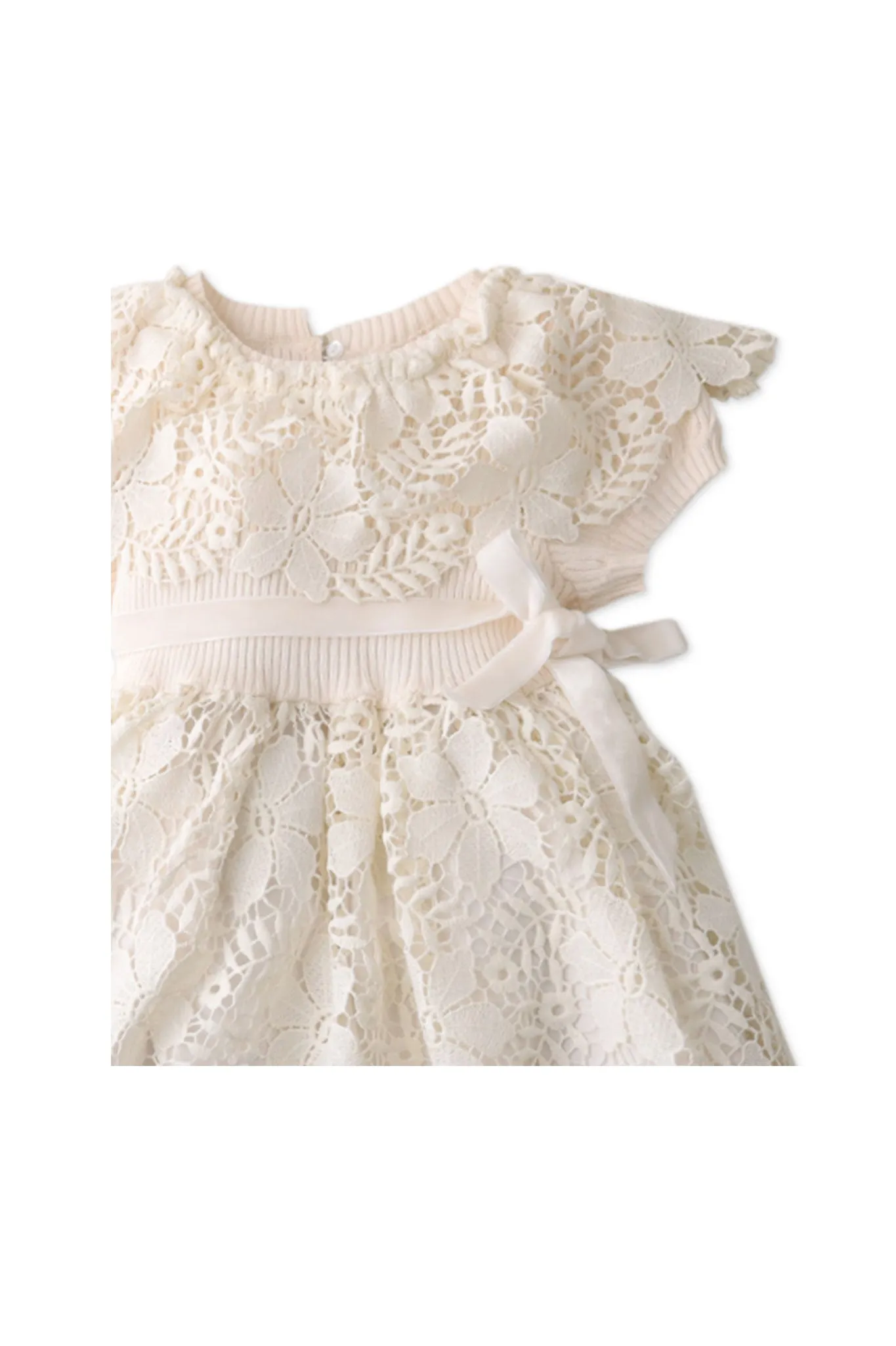 Gingersnaps Rib Knit And Floral Lace Ruffle Dress