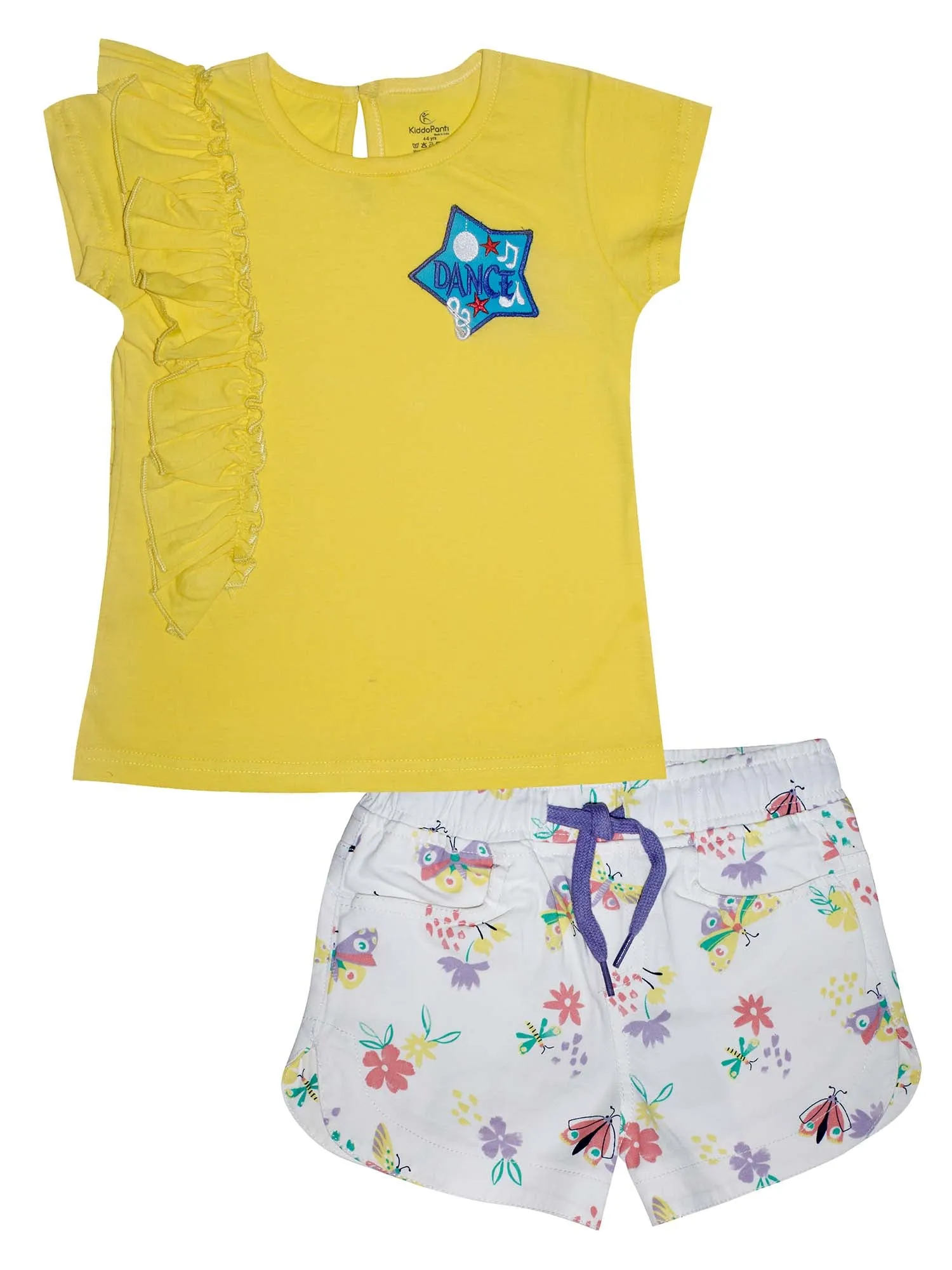 Girls Frill Tee with Badge & Hot Short Set