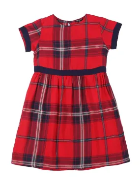 Girls Red Checked Fit and Flare Dress