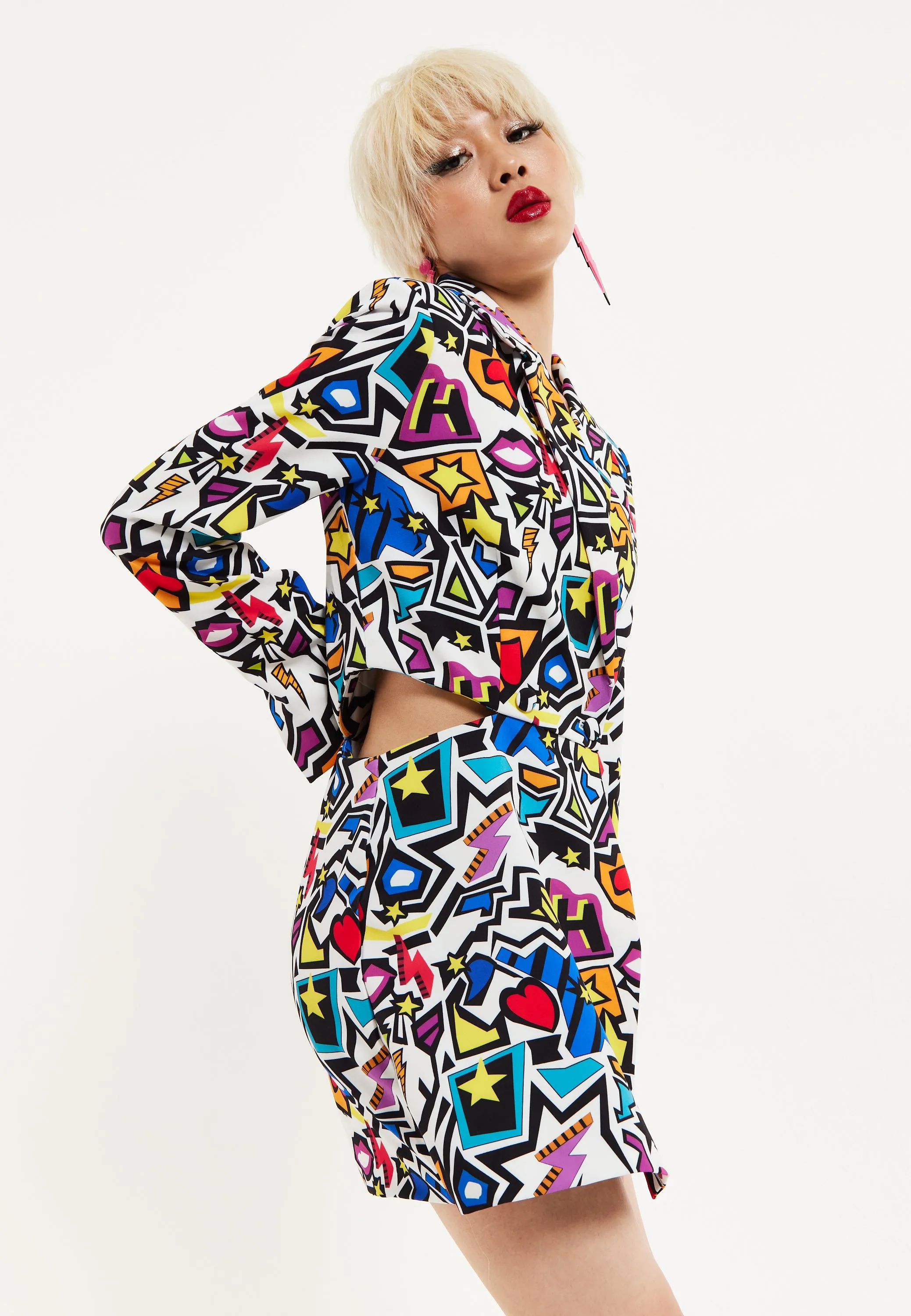 House Of Holland Graphic Pop Art Blazer Playsuit