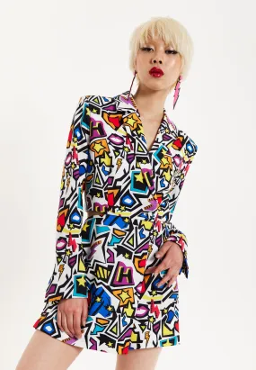 House Of Holland Graphic Pop Art Blazer Playsuit