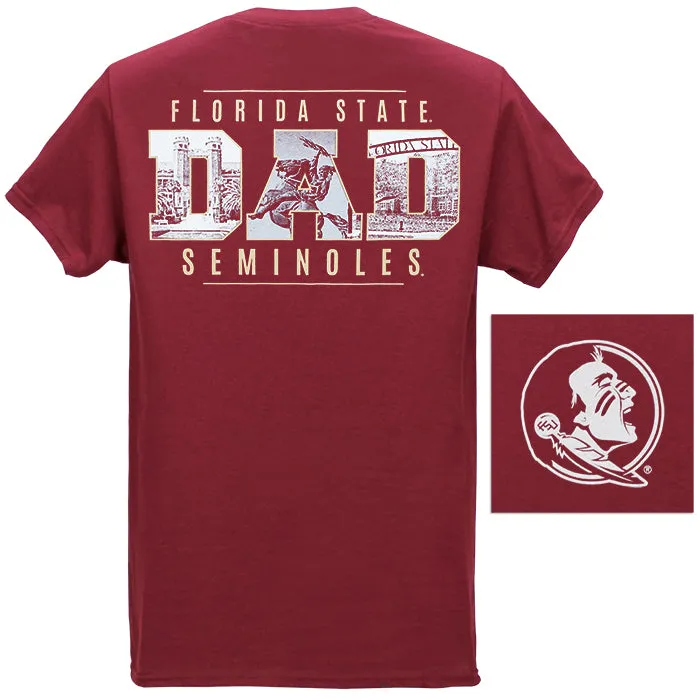 Image One Adult/Unisex Florida State Dad Campus Photo Short Sleeve T-shirt - Garnet