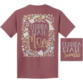 Image One Comfort Colors Women's Florida State Seminoles Mom Design Short Sleeve T-shirt - Brick