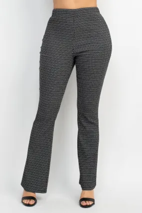 Knit Fitted formal Flare Leg Plaid High-Rise Waist Pants