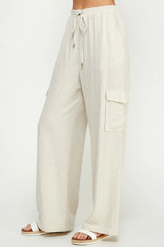 Linen Blend Cargo Pants