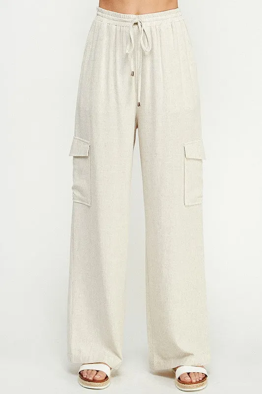 Linen Blend Cargo Pants