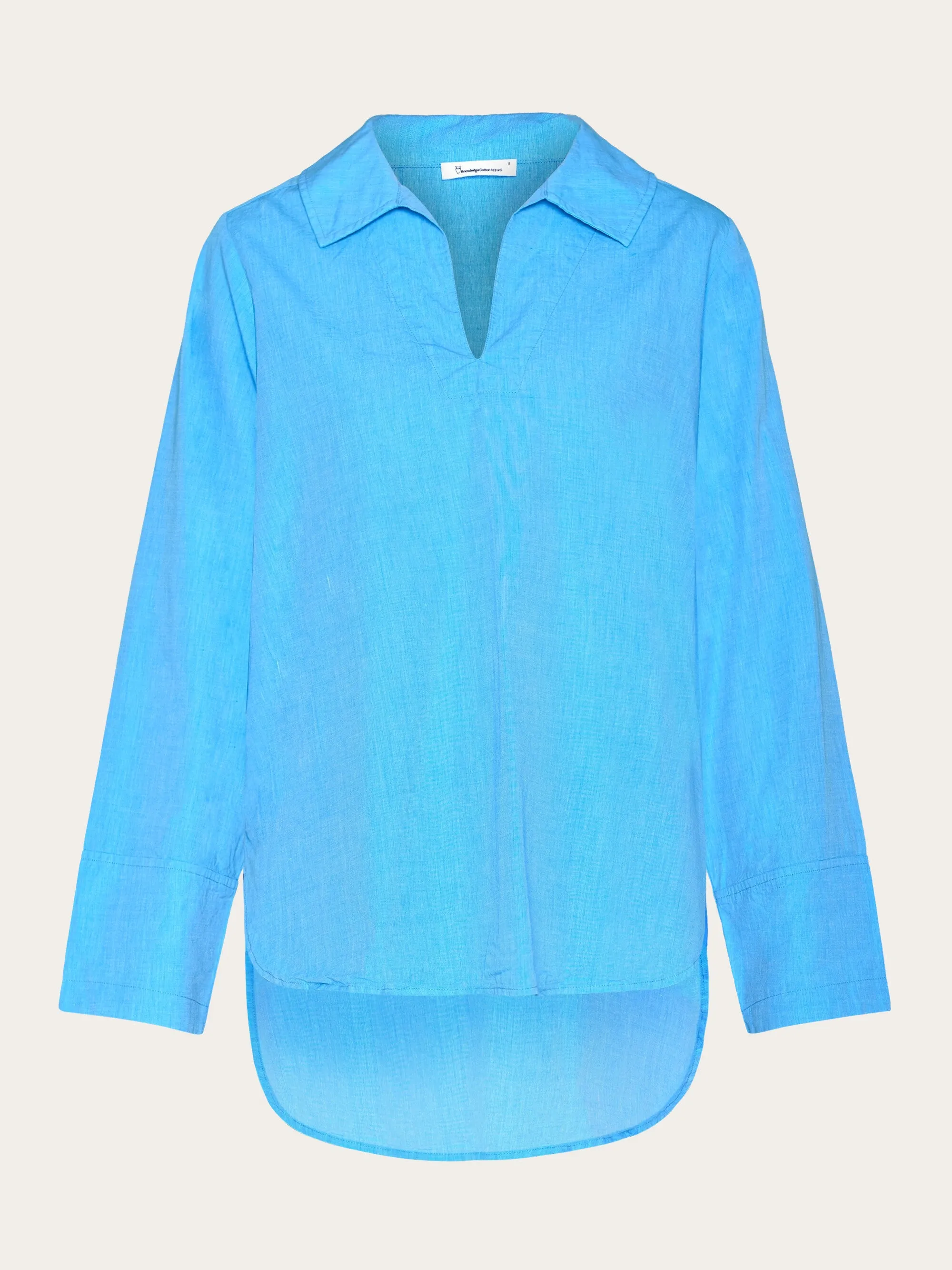 Loose A-shape chambray shirt - GOTS/Vegan - Malibu Blue