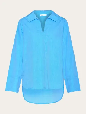 Loose A-shape chambray shirt - GOTS/Vegan - Malibu Blue