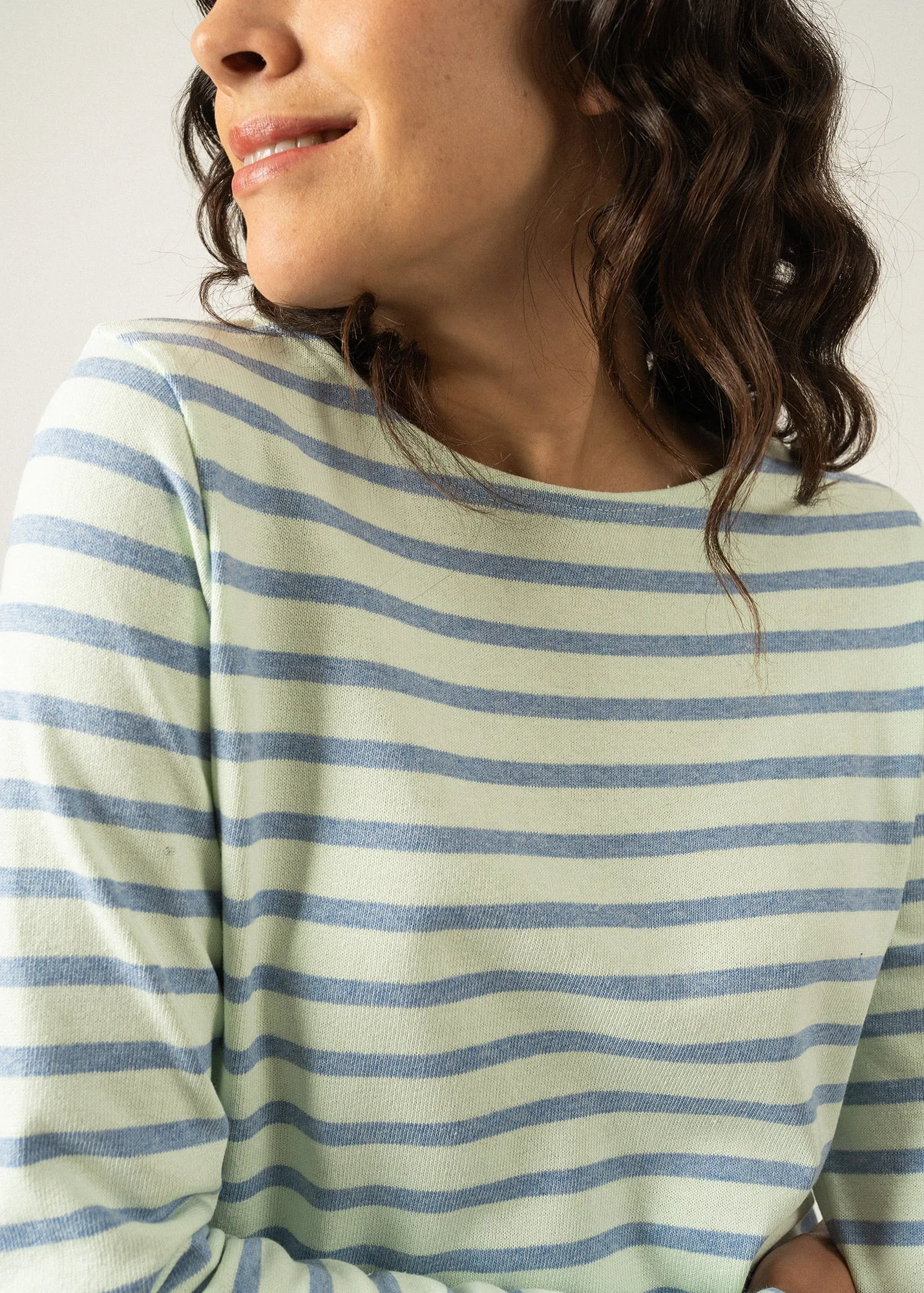 Meridame striped sailor shirt - regular fit, in thick cotton (ALOE/DENIM)