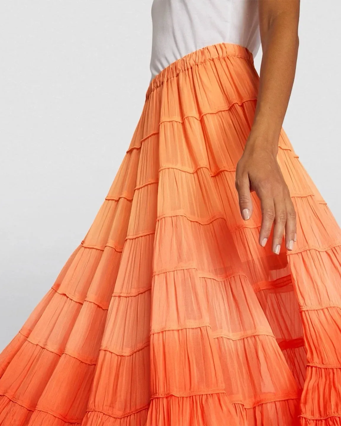 MIDI TIERED OMBRE SKIRT