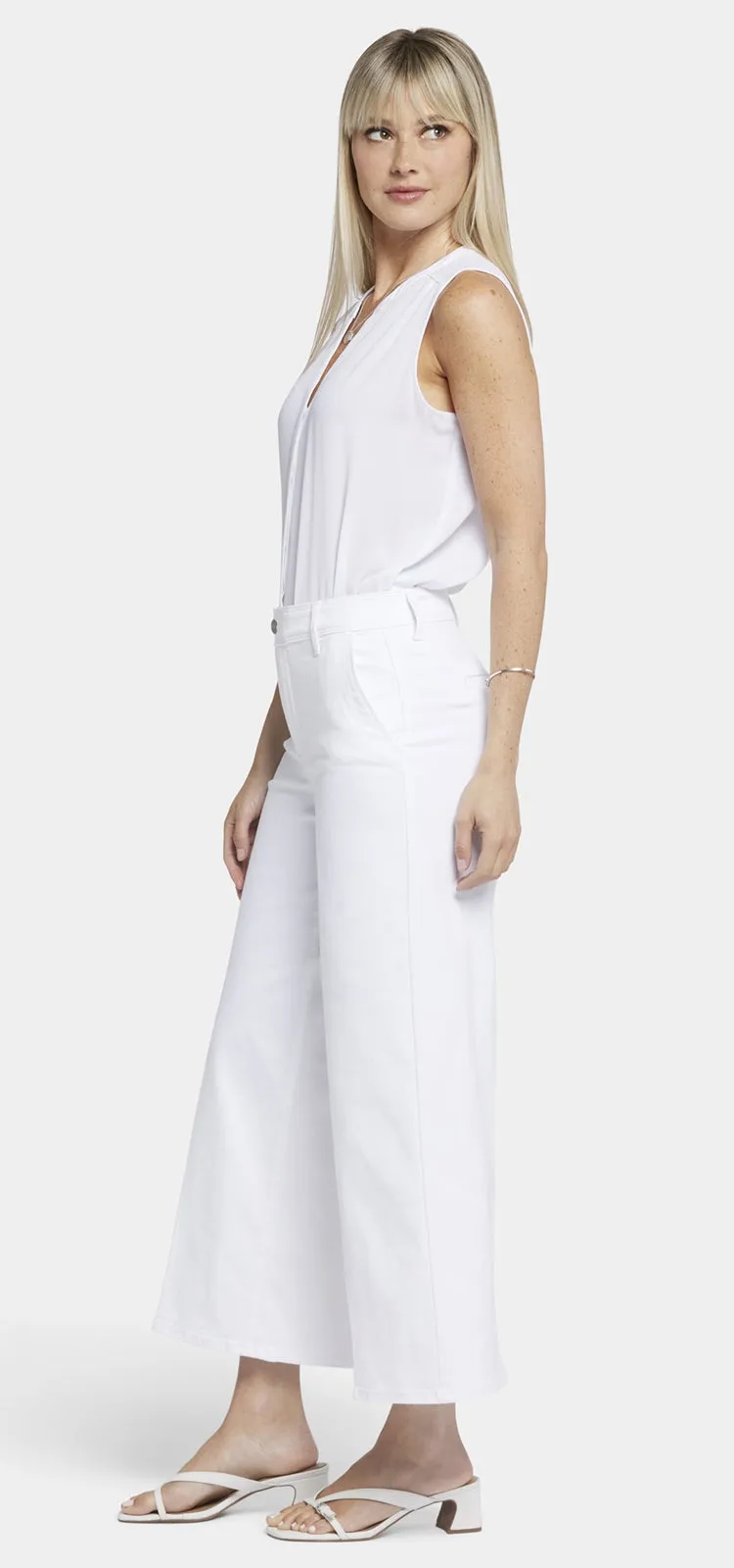 Mona Wide Leg Trouser Ankle Jeans Wit Gekleurde Denim | Optic White