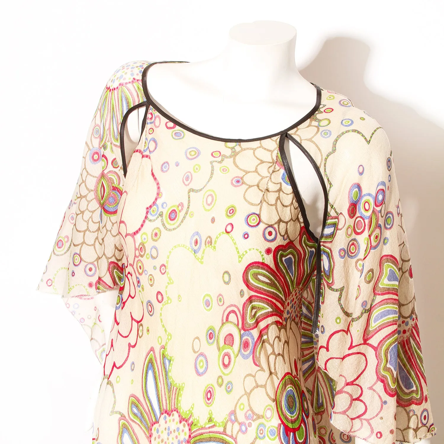 Multicolored Semi-Sheer Floral Print Dress